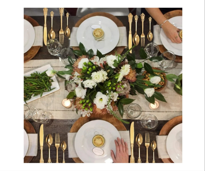 24-Piece Gold Flatware Silverware Set,18/10 Heavy Duty Stainless Steel Flatware Service for 6,Cutlery Include Knife/Fork/Spoon/Coffee Spoon,Mirror Polished, Dishwasher Safety
