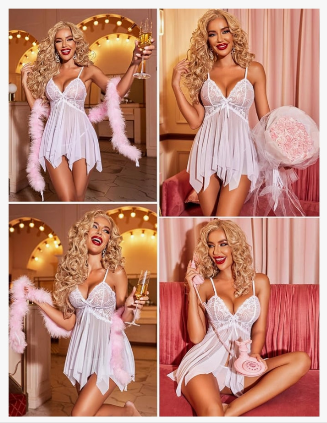 Bridal Lingerie for Women Lace Babydoll Sleepwear Boudoir Outfits