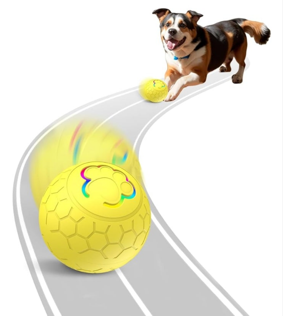 Smart Interactive Pet Toys Ball, Auto Bouncing Rotating Ball, Moving Pet Toys for Dogs Cats 20 lbs (Size Small - 2.2-inch Diameter), USB Rechargeable, Fun Gift for Boredom,