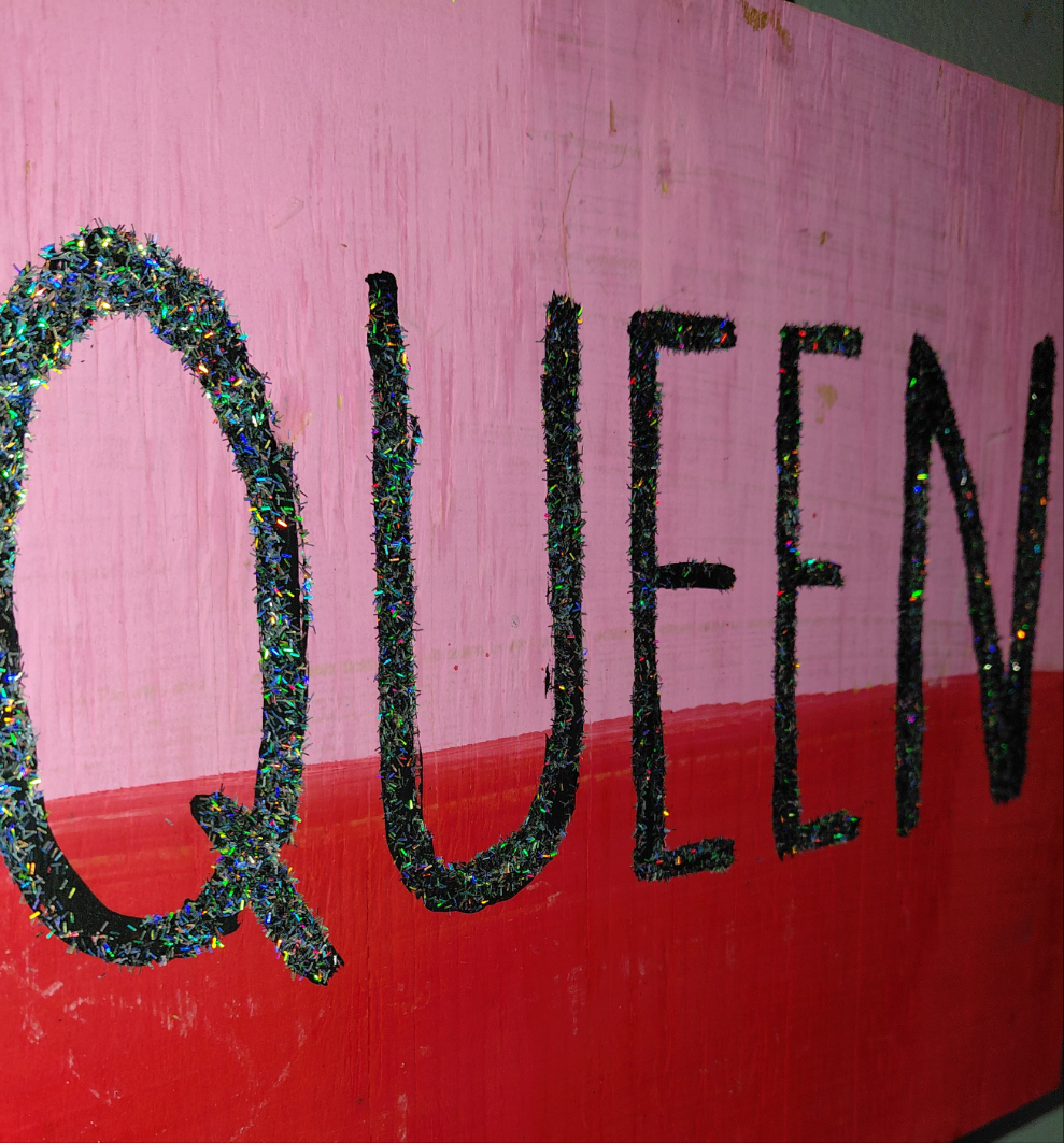 COCOMONEY ART Queen pink 1 OF 1 CUSTOM PIECE BY COCOMONEY painting on wood