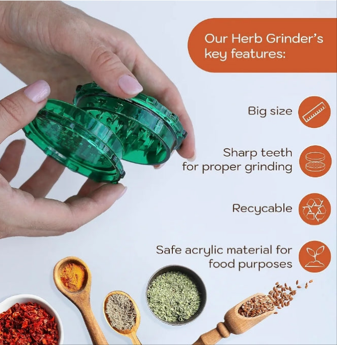 Acrylic Herb Grinder | Large 3 inch Black plastic grinder |