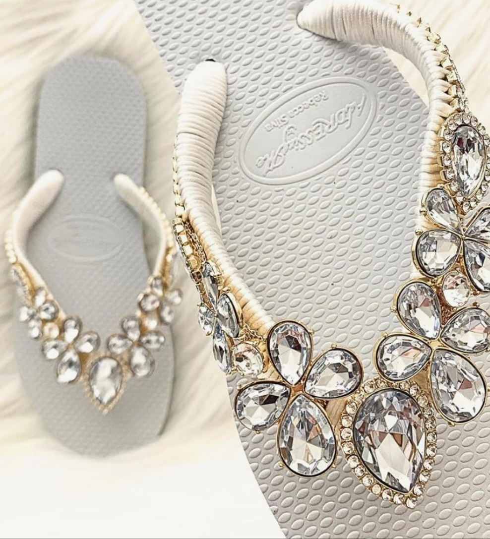 Glam Rhinestones Flip Flops For Women