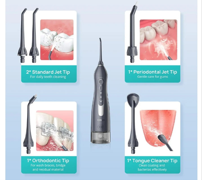 Water Flosser Teeth Pick: Portable Cordless 300ML Rechargeable Travel Irrigation Cleaner IPX7 Waterproof Electric Flossing Machine for Teeth Cleaning F5020E