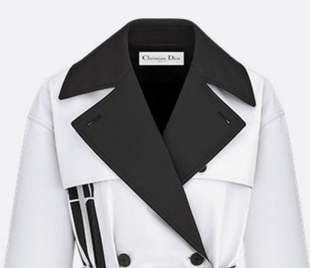 Dior Trench Coat Black and White Jacquard Technical Taffeta with Dior Graphique Motif