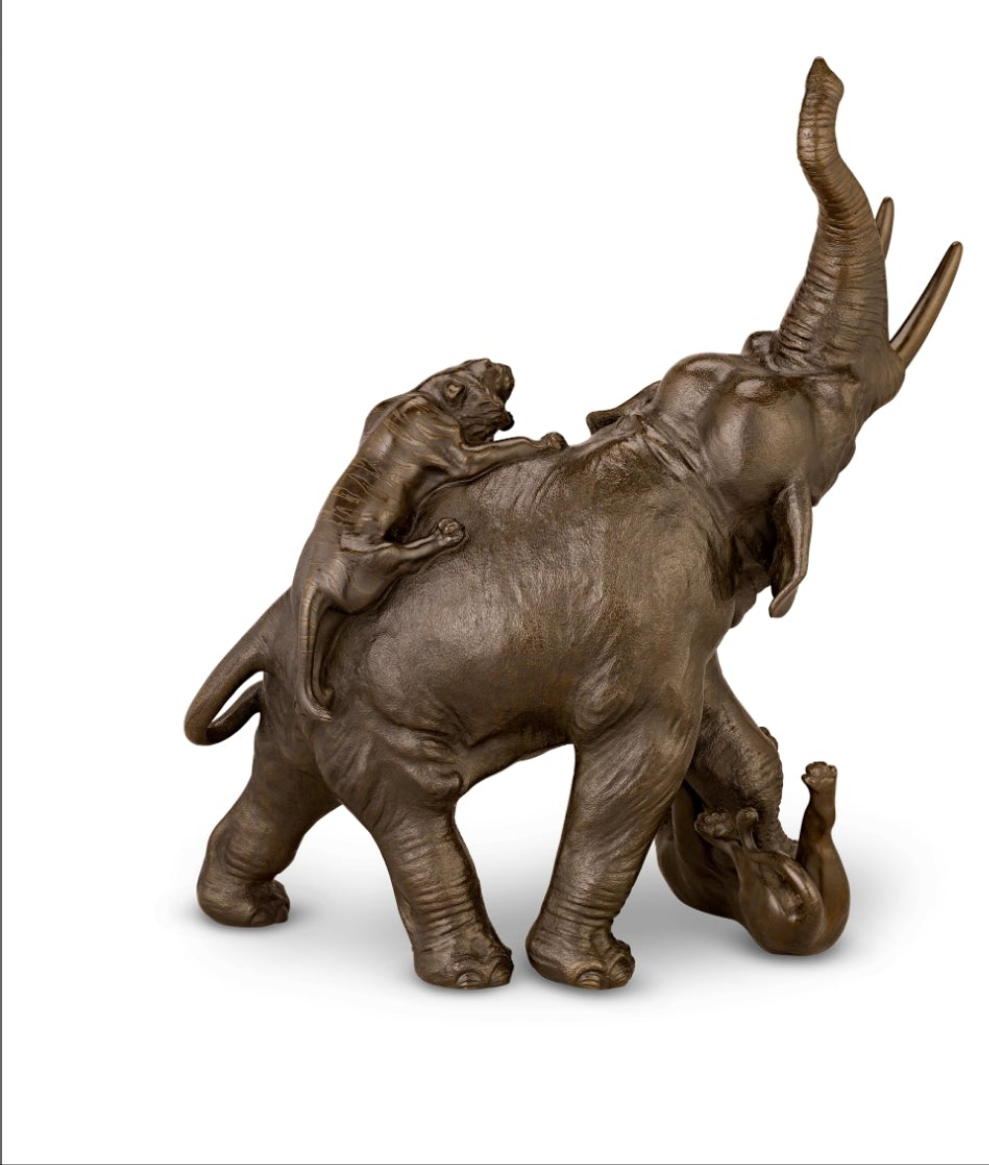 Bronze Japanese Bronze Elephant and Tigers by Genryusai Seiya So Beautiful