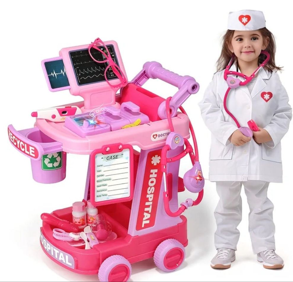 Doctor Kit for kids 3+ Medical Kit Toy Doctor Cart Stethoscope and Other Accessories Boy and Girl Fun Role Playing Game Toy Kids Pretend Play Girls Toys for 3+ There's 4 sets to choose from. Choose your set below.