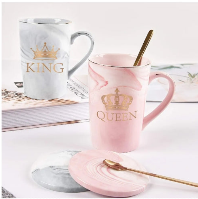 King and Queen Coffee Mugs, His and Hers Coffee Mugs Set, King and Queen Mugs for Couples, Engagement Wedding Newlywed His and Hers Gifts for Couples, Husband and Wife Cups, 14Oz