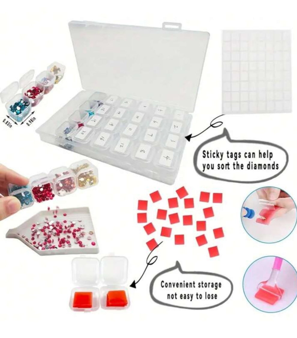 96pcs 5D Diamond Art Painting Kit - Comprehensive Tool Set, Includes DIY Accessories, Diamond Storage Box, Diamond Embroidery Box, Bead Roller And More - Ideal For Diamond Art Painting Supplies & Enthusiasts