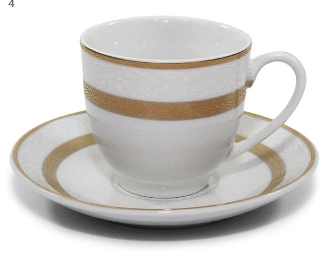 Royalty Porcelain "Queen" 20-Piece White & 24K Gold Dinnerware Set, 24K Gold-Plated Fine Porcelain, Service for 4