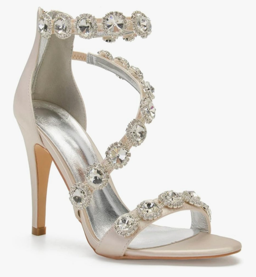 Ankle Strap High Heel Pumps Crystal Formal Evening Prom Party Dress Shoes stunning