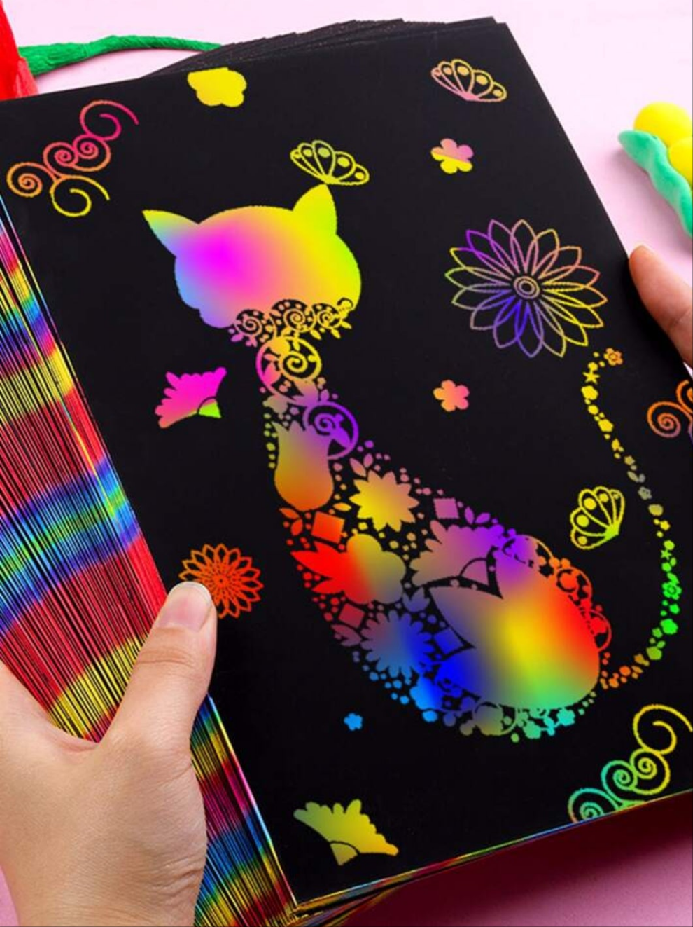 50pcs Scratch Paper & 5pcs Bamboo Stick Back To School
