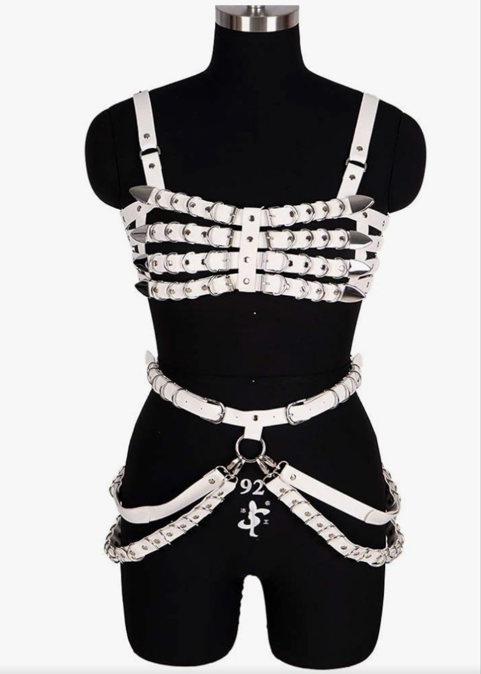 Leather Body Harness Bra Garter Belt Set Punk Gothic Dance Carnival Costume Accessories