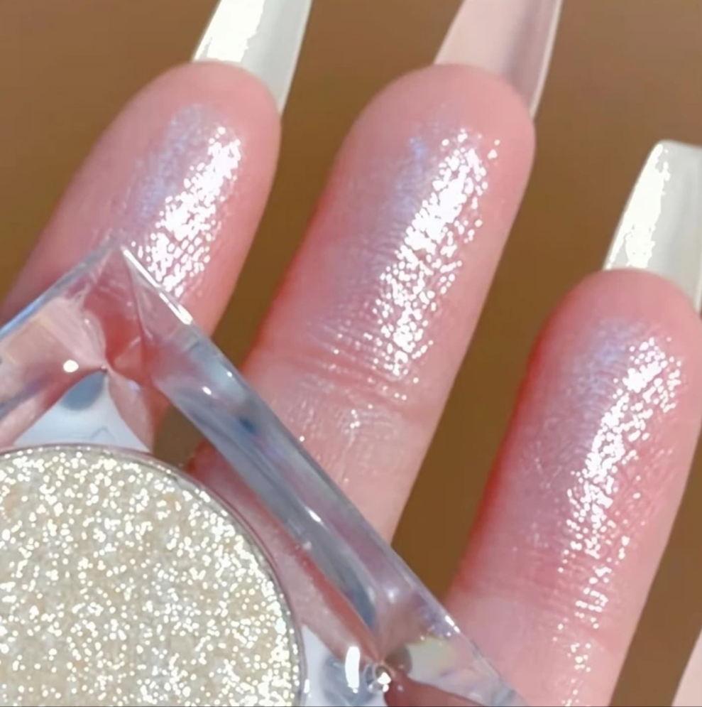 Glitter Highlighter, 2Pcs Long Lasting Brightening Eyeshadow Pearlescent Highlighter Palette Face Makeup Product