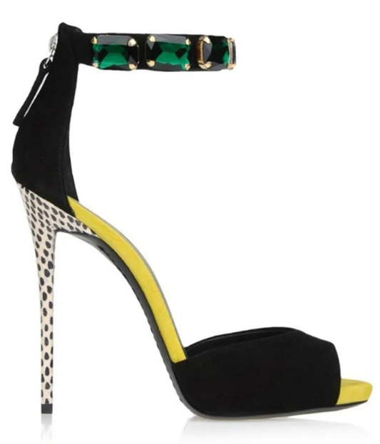 Rhinestone Fish Mouth Pumps-Black