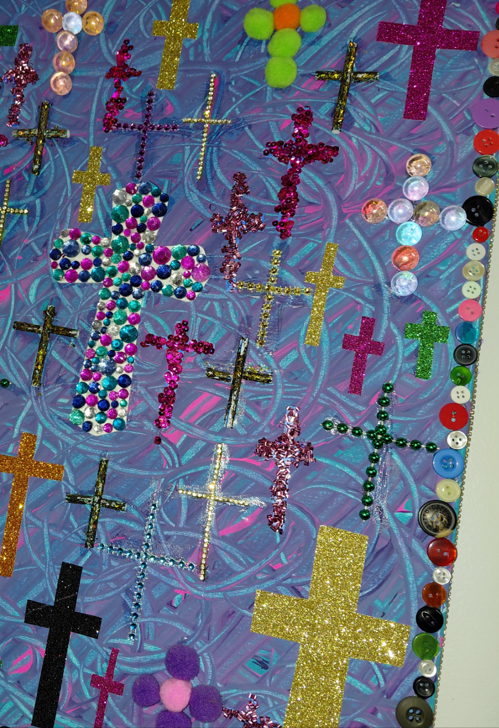 COCOMONEY ART Crosses 1 OF 1 CUSTOM PIECE BY COCOMONEY painting on canvas