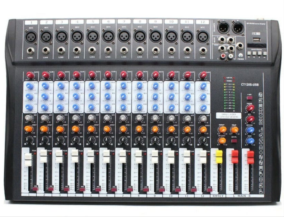 12 Channel Mixing Console Audio Mixer DJ Controller Professional