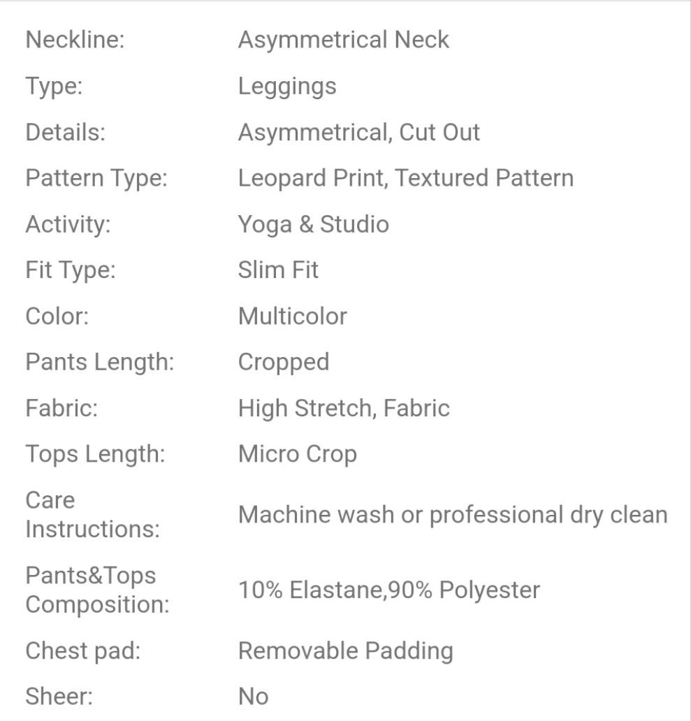 Leopard Print One Shoulder Cut Out Sports Set Workout Set Workout Women Setwomen Workout Set COCOMONEY