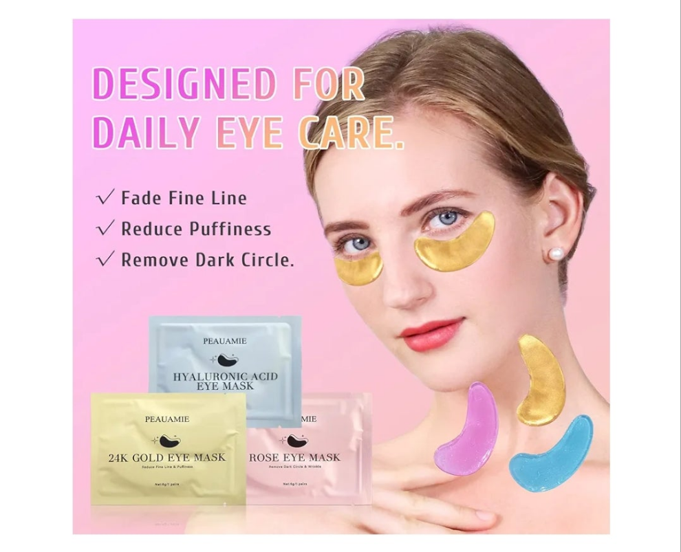 Under Eye Patches Gold and Hyaluronic Acid for puffy eyes,Rose Eye Masks for Dark Circles and Puffiness skin care Smooth Wrinkles products 30 Pairs