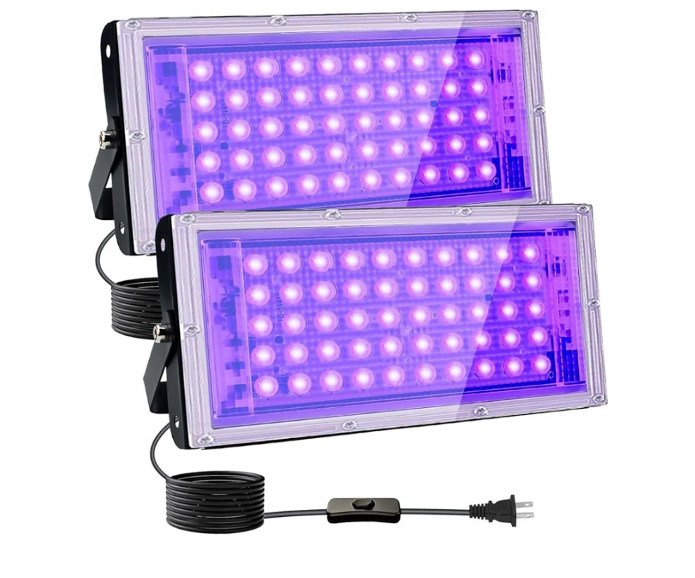 50W Black Lights, Blacklight Flood Light with Plug and Switch,for Glow Party, Halloween, Fluorescent Poster, Body Paint