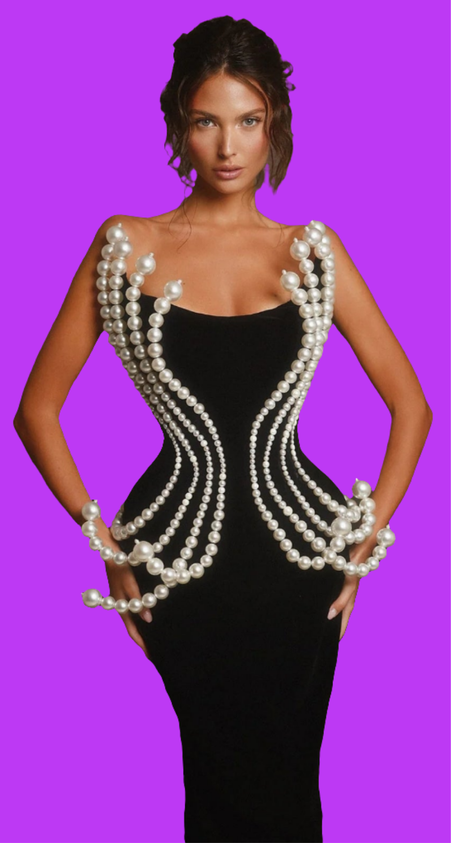 Pearls Beaded Strapless Mermaid Maxi Dress-Black COCOMONEY