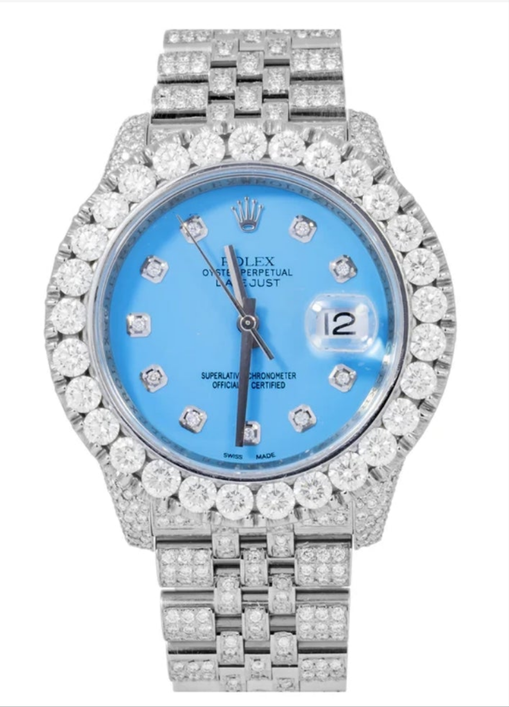 ROLEX DATEJUST 116200 36MM SKY BLUE DIAMOND DIAL WITH STAINLESS STEEL JUBILEE DIAMOND BRACELET Men's