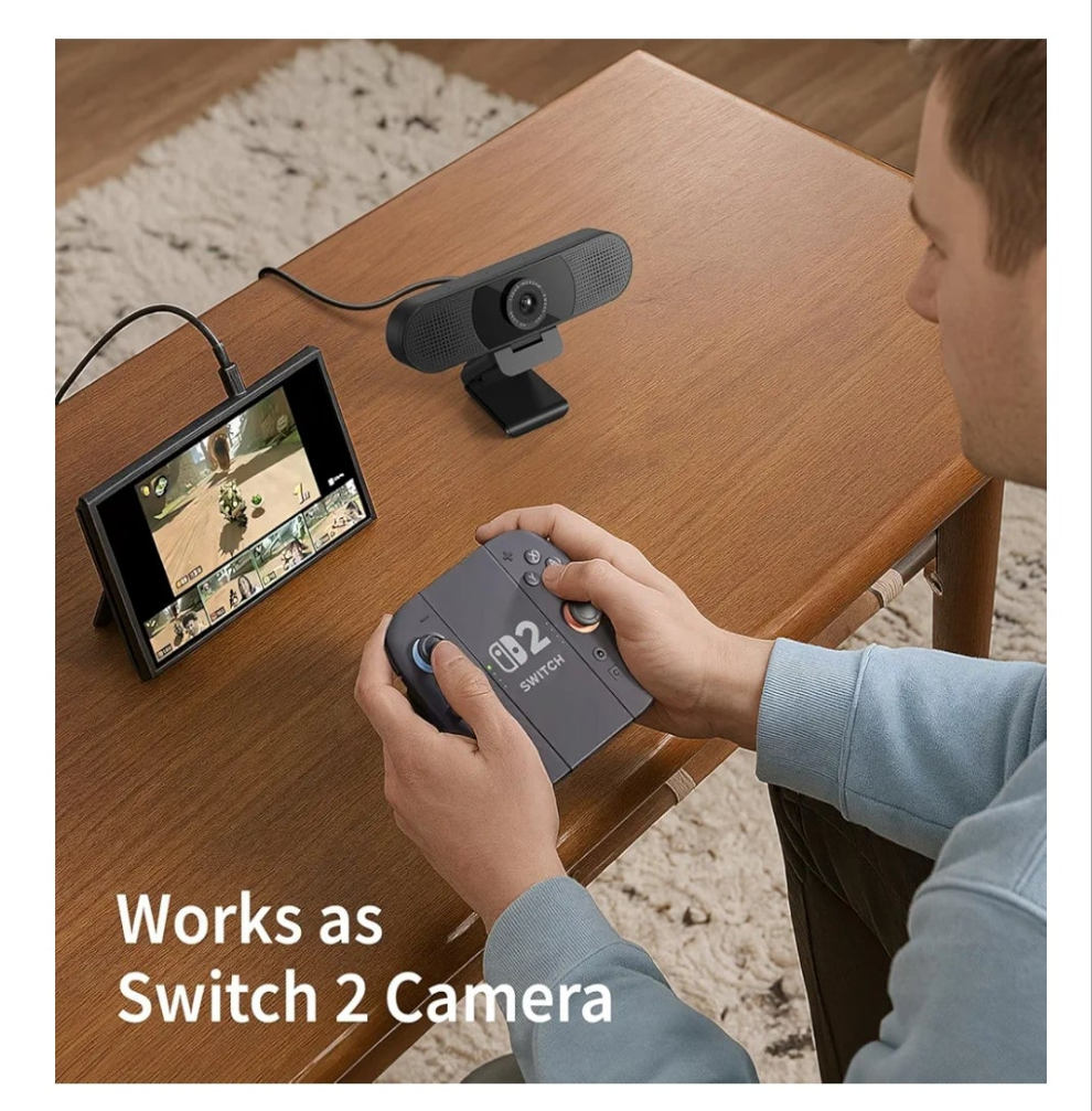 1080P Webcam with Microphone, C960 Web Cam, 2 Mics, 90° FOV, USB Type-A & A-to-C Adapter, Plug&Play Computer Camera for Online Calling, Zoom/Teams/Facetime, Switch 2 Camera Support, 2025 Version