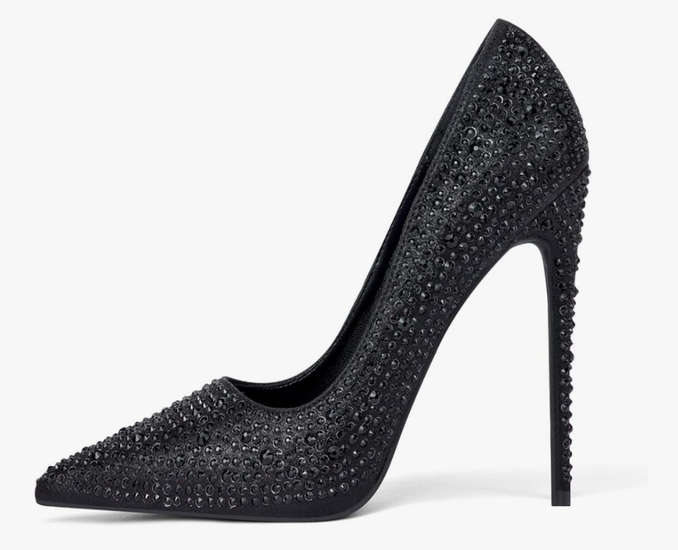 Women Pumps, Pointed Toe High Heel Glitter Rhinestone Heels Sparkly Prom Shoes Stiletto Wedding Heels for Bride Shoes for Women
