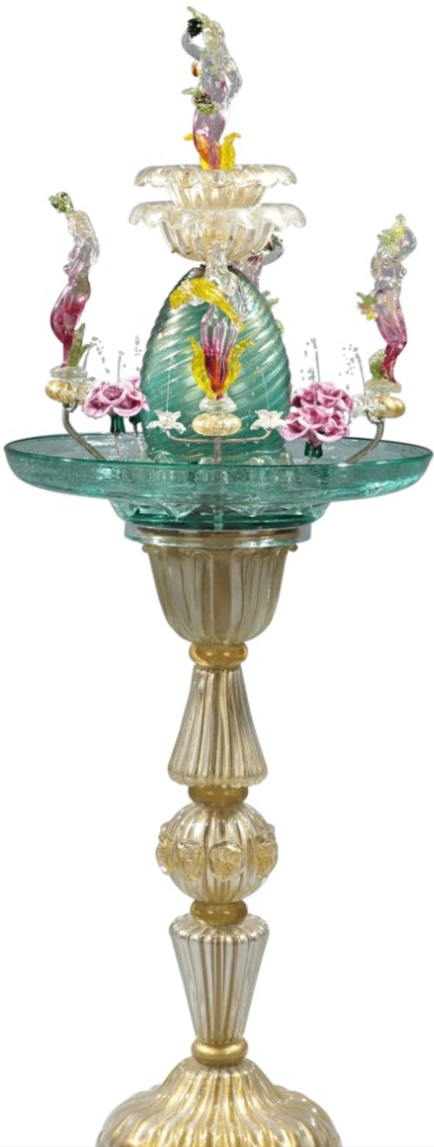24-Carat Gold Leaf Murano Venetian Glass Water Fountain Incredible