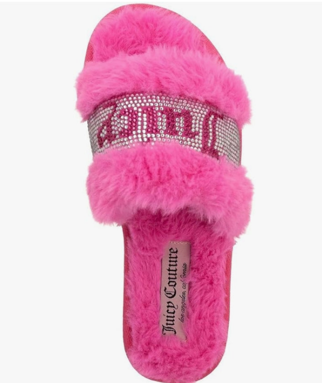 Juicy Couture Women's Slide Slipper Sandals With Faux Fur