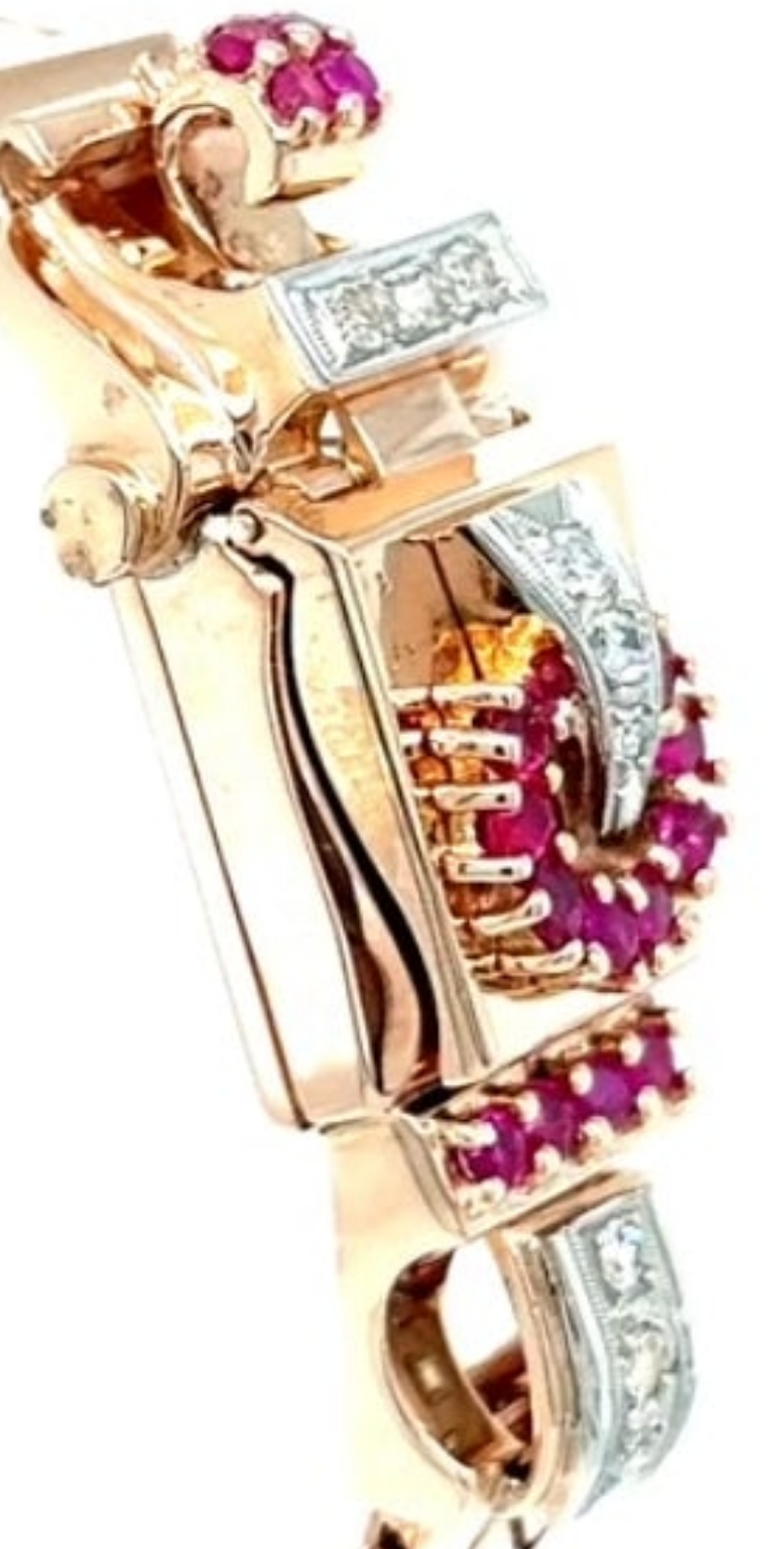 Stunning Retro Rose Gold, Diamond, and Ruby Manual Watch 0.18k