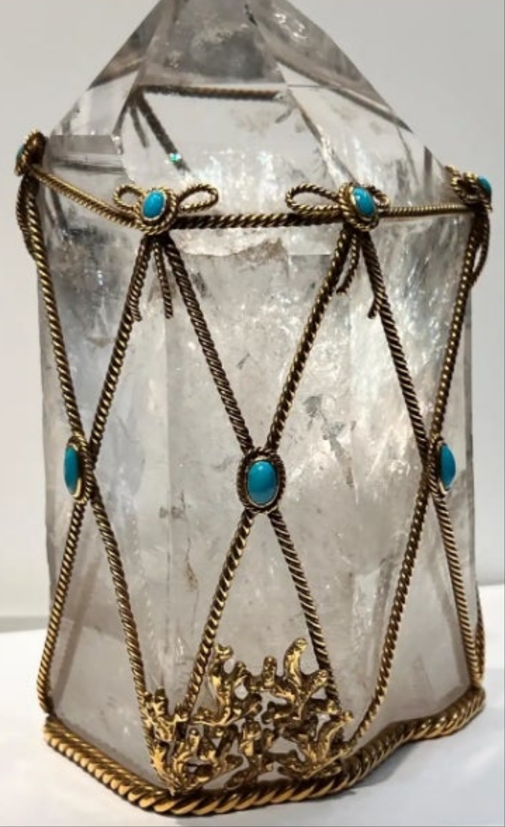 David Webb Rock Crystal and Turquoise Desk Object