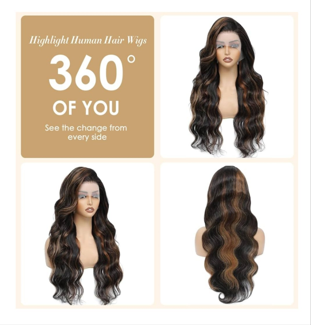 30 Inch Ombre Lace Front Wig Human Hair 210% Density FB/30 Human Hair Wig 13x6 Body Wave Lace Wigs Human Hair Pre Plucked HD Frontal wig For Women Highlight Glueless Wigs
