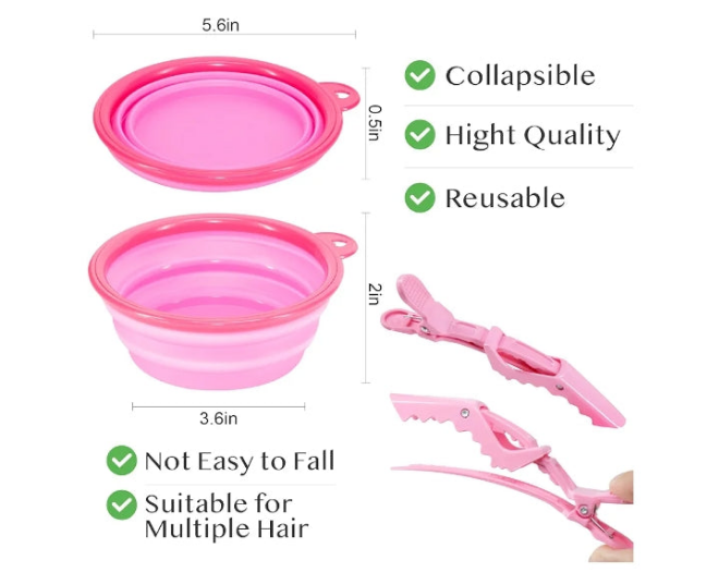 11 pcs Hair Coloring Dyeing Kit - Professional Salon Tools for DIY Mixing, Includes Hair Clips, Mixing Bowl, Dye Color Brush, Earmuffs - Perfect for Bleaching and Hair Dye