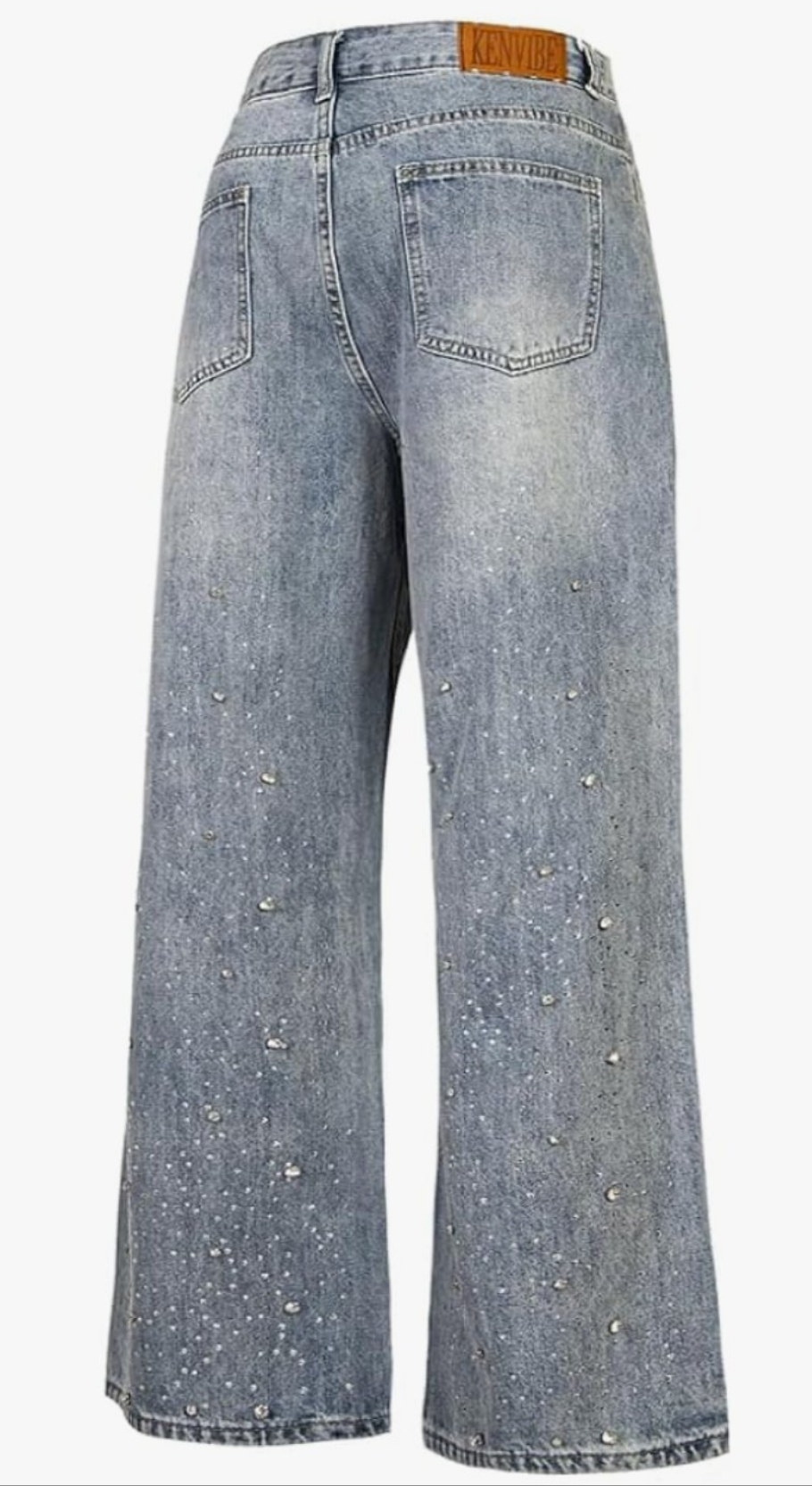 Hip Hop Rhinestone Jeans Men Women Baggy Straight Vintage Blue Denim Pants Streetwear Jeans Trousers