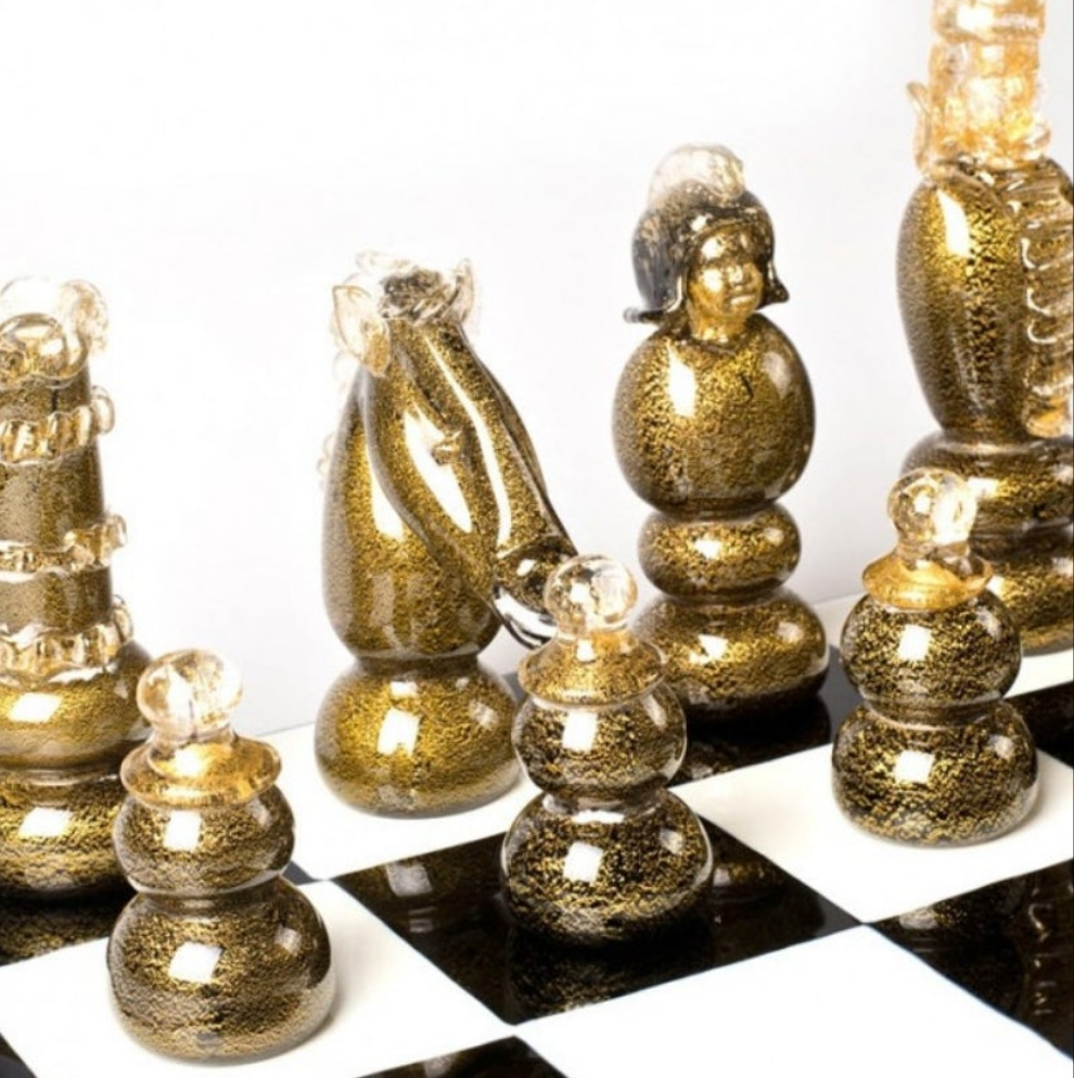 Luxurious Glass Chess Board With Gold Leaf