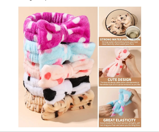 Makeup and Spa Headbands, Bow Headbands for Women's Skincare and Face Washing