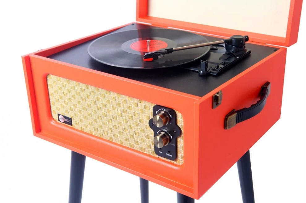 Bluetooth Record Player Stand with 3-Speed Turntable