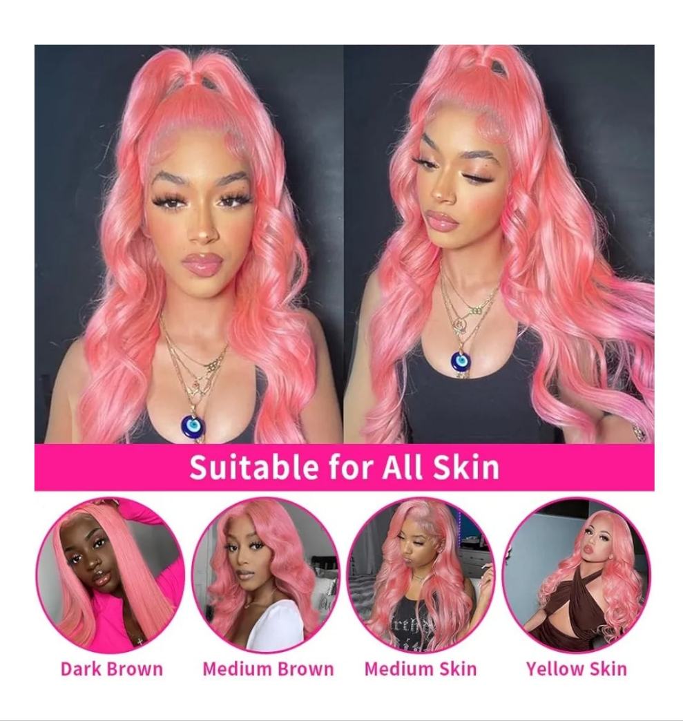 COCOMONEY Lace Front Wigs Human hair Pink Wigs Human Hair Body Curly Human Hair Wig For Women Body Wave Lace Frontal Wigs Human Hair 200% Density HD Transparent Pre Plucked 26 inch