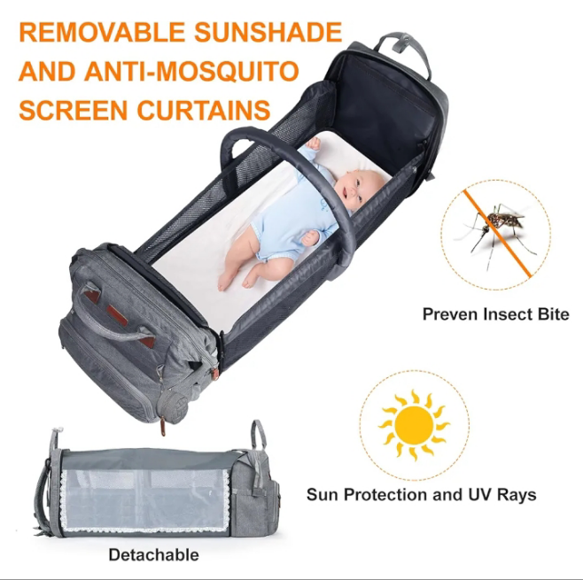 Baby Diaper Bag, Backpack with Changing Table, Unisex Baby Bag, with Diaper Pad, USB Charging Port, Insulated Pacifier Case, Multifunctional Waterproof Travel Diaper Bag, Gift for Newborn Baby
