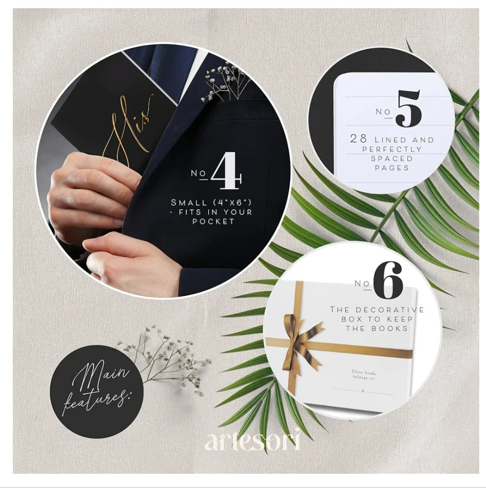 Wedding Vow Book for Her & Him, Soft Touch, Gold Foil Engraving, 28 Lined Pages, Wedding Vow Books His and Hers, Wedding Essentials, Wedding Registry Ideas, His and Hers Gifts