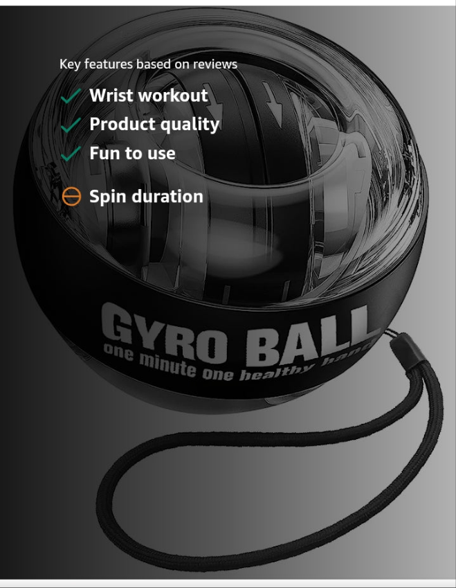 Wrist Trainer Ball Auto-Start Wrist Strengthener Gyroscopic Forearm Exerciser Gyro Ball for Strengthen Arms, Fingers, Wrist Bones and Muscles