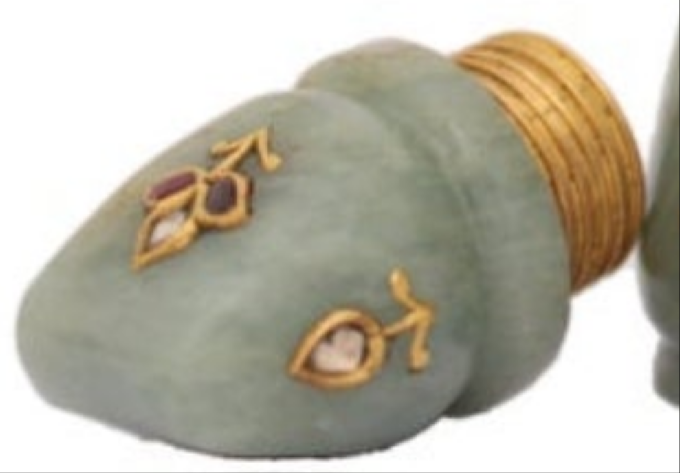 24k Gold Mughal Jadeite Jade Whiskey Flask Encrusted with Nine Gemstones Coral,Diamond,Jade,Blue Sapphire,Yellow Sapphire