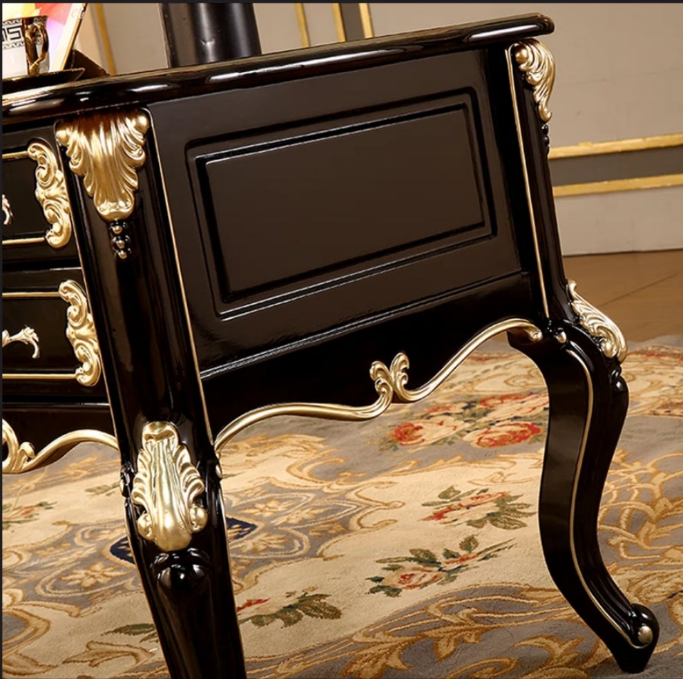 Fancy Solid Wood Desk Upholstered Chair Set Look at the detail Fancy