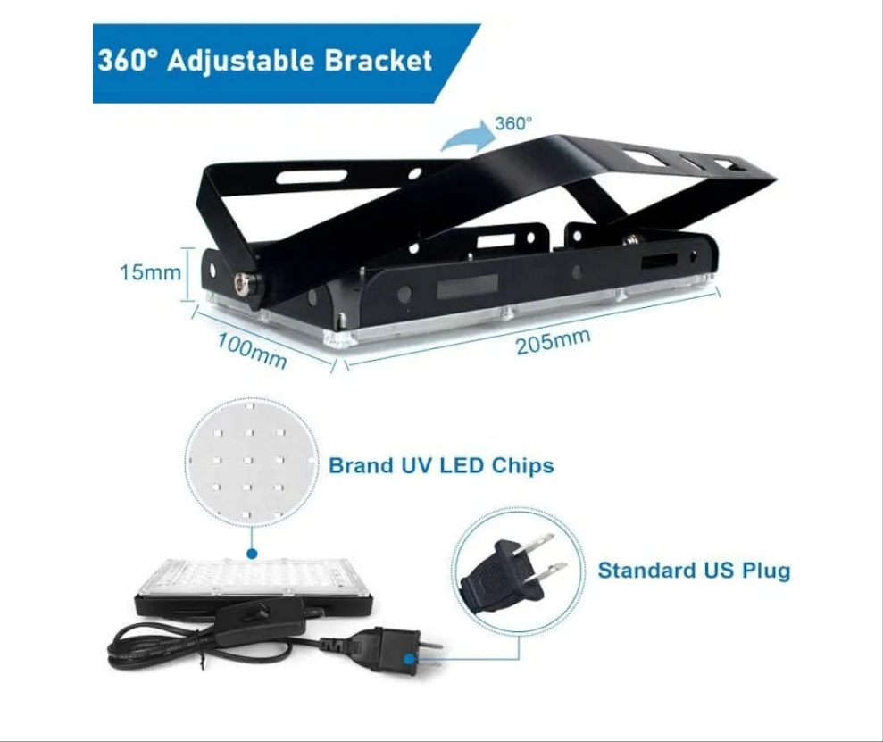 50W Black Lights, Blacklight Flood Light with Plug and Switch,for Glow Party, Halloween, Fluorescent Poster, Body Paint