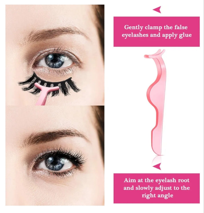 24 Pieces Plastic Eyelash Extension Tweezers False Eyelash Applicator Tool Eyelash Auxiliary Clip and 100 Pieces Eyelash Brush Mascara Wands Applicator for Eyelash Application (Pink)