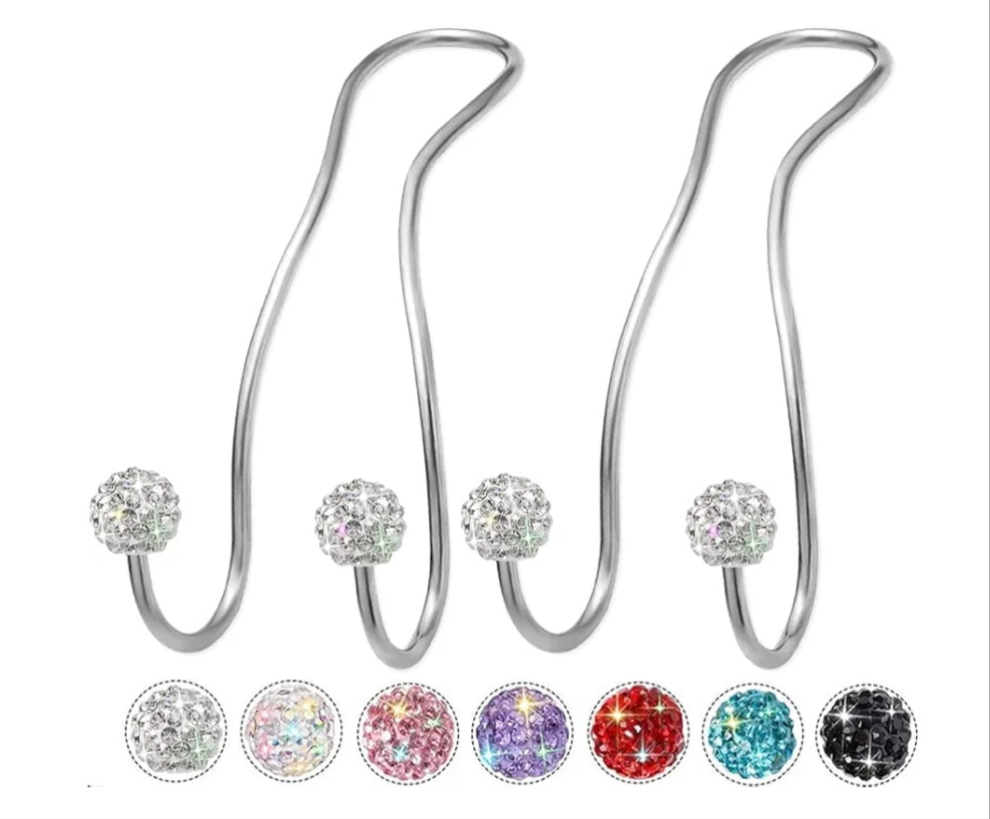 Bling Purse Hook for Car Headrest Hooks Upgraded Cute Car Seat Hooks for Headrest Car Bag Hooks Car Purse Holder Hook Hanger Bling Car Accessories for Women 2 Pack,Silver