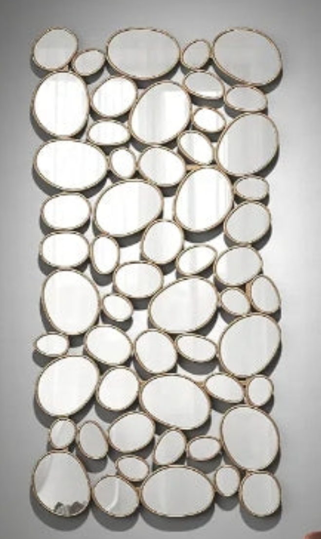 Large Accent Mirror - Pebble Designed Decorative Mirror 23×51 Inch Metal Framed Wall-Mounted Mirror for Entryway Living Room (Gold)