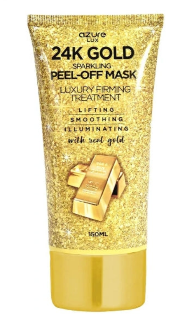 24K Gold Firming Peel Off Face Mask- Anti Aging, Lifting, Illuminating & Revitalizing - Removes Blackheads, Dirt & Oils - With Hyaluronic Acid and Collagen - Skin Care - 150mL