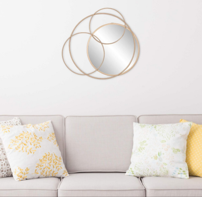 Patton Wall Decor Gold Metal Layered Circle wall accent Mirror, 22.5"