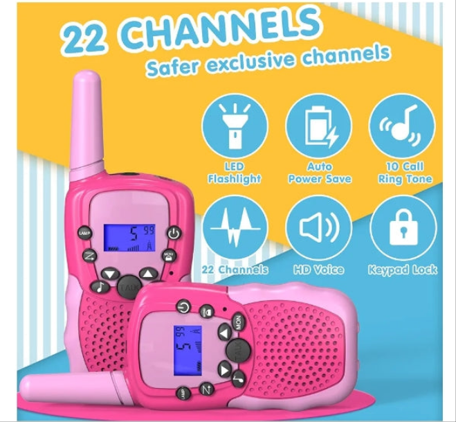 Walkie Talkies for Kids 22 Channels 2 Way Radio Toy with Backlit LCD Flashlight, 3 Miles Range for Outside, Camping, Hiking